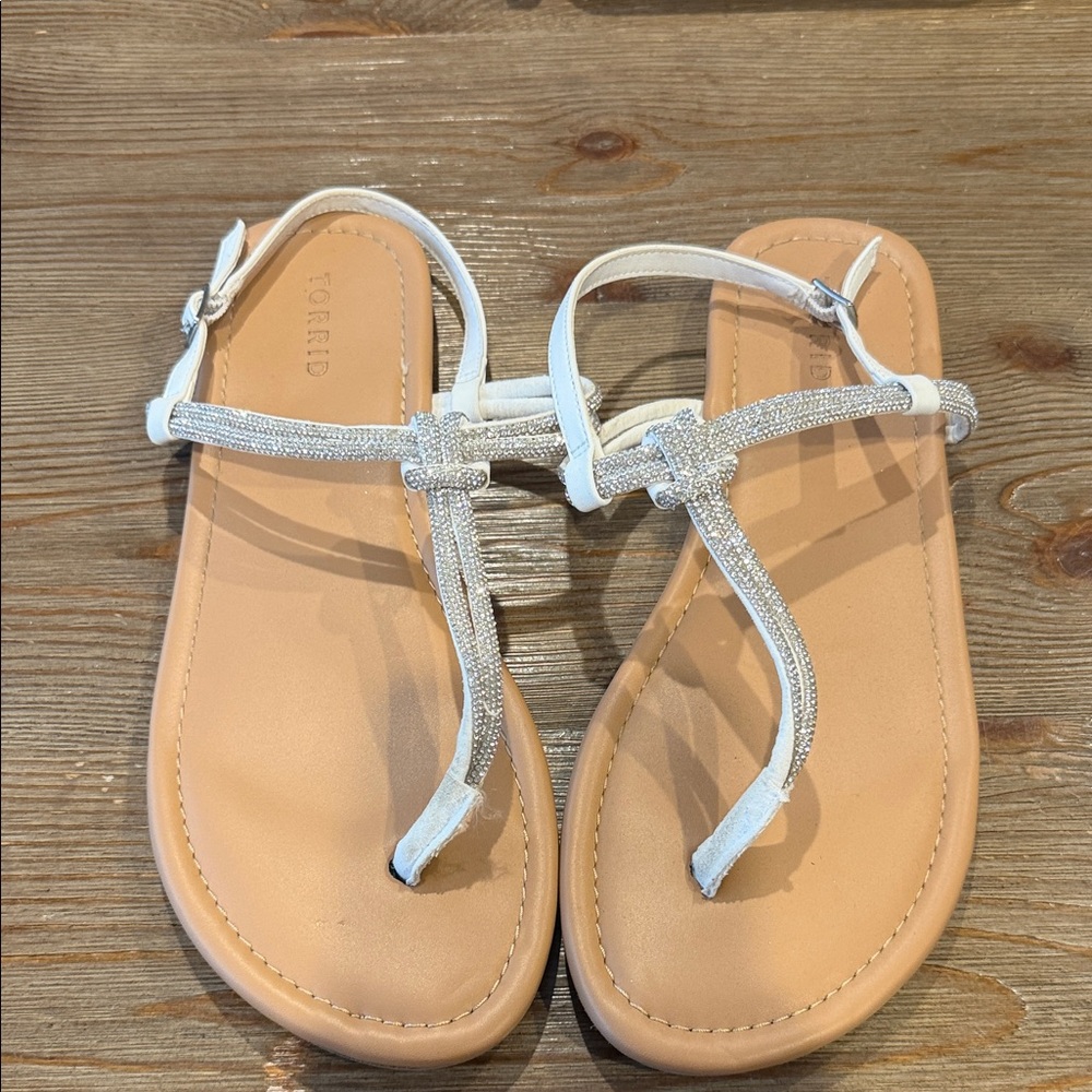Torrid White and Silver Sandals